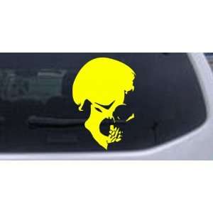 Skull Side View Skulls Car Window Wall Laptop Decal Sticker    Yellow 