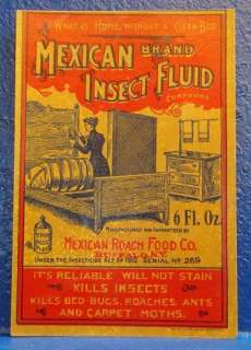 c1910s MEXICAN ROACH KILLER Trade Label, BUFFALO, NY  