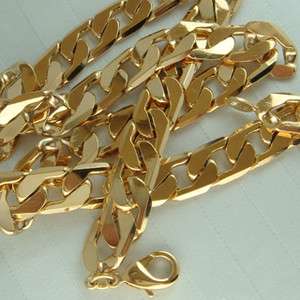 18K 18CT Gold Filled Mens Curb 46cm Lenght 9mm Width Chain Necklace 