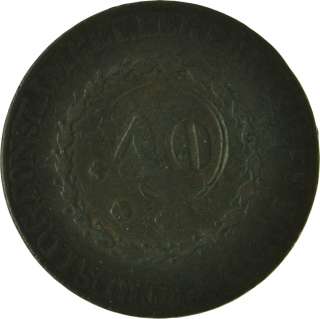 1830   Brazil Portugal   40 Reis   Large Copper Coin   8380  