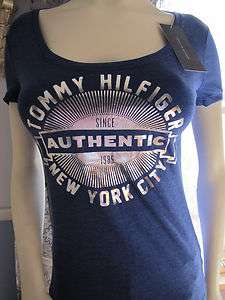 NWT AUTHENTIC TOMMY HILFIGER NEW YORK CITY FOIL GRAPHIC SCOOP NECK TEE 