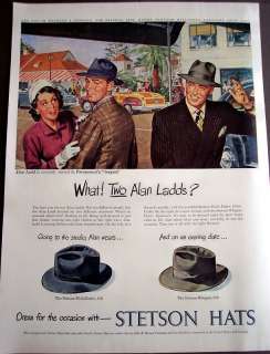 1948 Stetson Hats for men Alan Ladd vintage fashion ad  