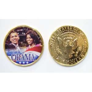  Barack & Michelle Obama 24k Gold Plated Kennedy Half 