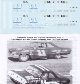 11 Ned Jarrett 1964 Ford Galaxie 1/32nd Scale Slot Car Waterslide 