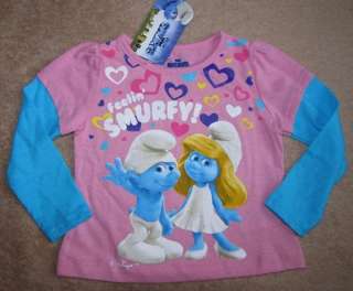 THE SMURFS Movie w/ Smurfette*Feeling Smurfy* Pnk L/S Layer Tee 