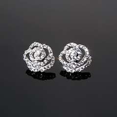 New 1BR fashion jewelry ROSE Titanium pin Earrings er61 3 colors 