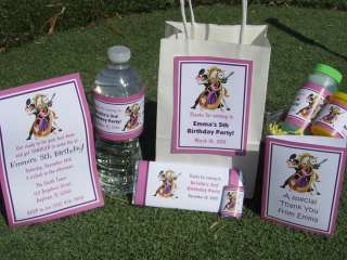 Rapunzel Tangled Birthday Favor Tag Water Candy Popcorn  