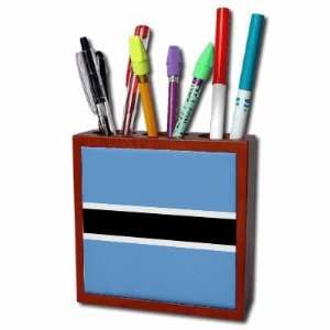  Botswana Flag Mahogany Wood Pencil Holder: Office Products