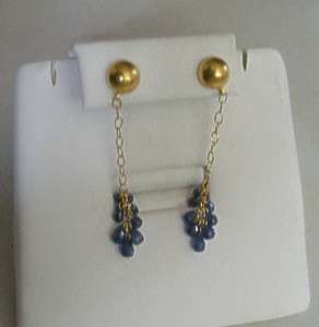 Gurhan Briolette Blue Sapphire Dew 24k yellow gold earrings  
