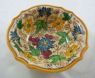 Vintage Italy Pottery FB Yellow Sorrento Floral Design Hand Painted 