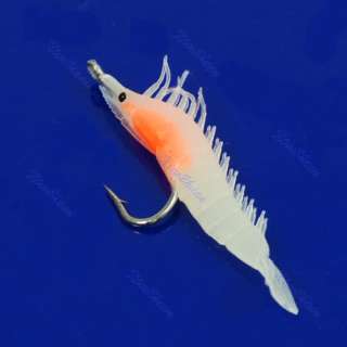 60mm 3g Noctilucent Soft Silicone Prawn Shrimp Fishing Lure Hook Bait 