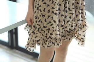 NEW Leopard Print Garden Print Ruffle Hemline Flare Spag Chiffon 