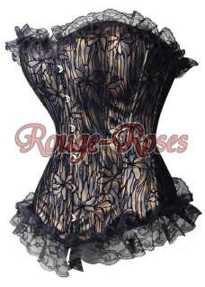 Sexy Goth Flowers Faux Leather CORSET Bustier S 6XL  