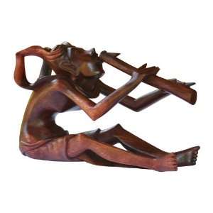  Wood Art Carving~Flutist Sculpture~Bali~Statue: Home 