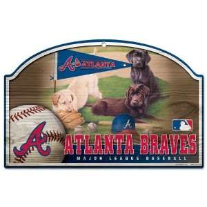  Atlanta Braves Wood Sign   Dogs: Home & Kitchen