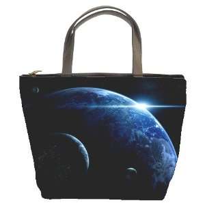   Leather Bucket Bag Handbag Purse Planet Sky Space: Everything Else