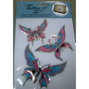   : Tattoo It ER13881 Pink Jeweled Butterfly Stickers: Everything Else