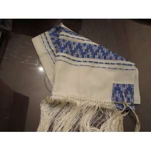  Wizo Tallit Prayer Shawl with Blue & Silver Strips & Blue 