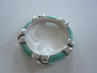   Co. Sterling & Turquoise Blue Enamel Signature X Ring Size 7  