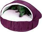 LARGE 35 ROUND THICK PET CAVE PLUM DOG BED ~ EXTRA PAD