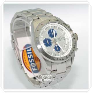 FOSSIL MENS CHRONOGRAPH SILVER DIAL WATCH CH2622  