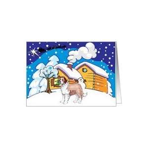  St Bernard Log Cabin Christmas Card Card: Health 