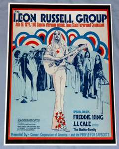 Leon Russell   J.J. Cale Concert Poster   Des Moines,IA  