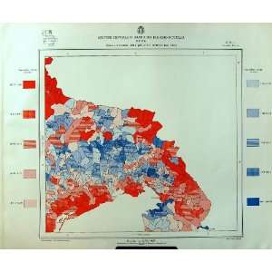   1933 Colour Map Italy Statistics Genova Land Ownership