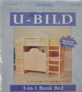 Bild 3 in 1 BUNK BED PLAN Desk Storage & Bed in One Woodworking Plan 
