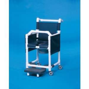 Deluxe Shower Commode with Lap Bar Mesh Backrest Color: Navy, Seat 