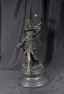 Italian Bronze Statue Bacchanalian Tambourine Female Ba  