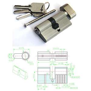 6PINS BRASS EURO PROFILE CYLINDER/THUMBTURN LOCK 60MM(30/30) SATIN 