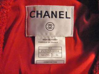 GENUINE RED CHANEL SHORT JACKET BLAZER AUTHENTIC SIZE 38 WOOL WITH 