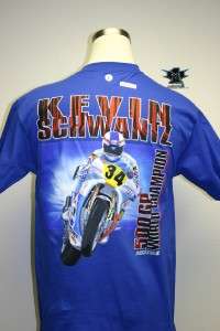 Kevin Schwantz Suzuki Moto GP T shirt Blue L XL NWT  