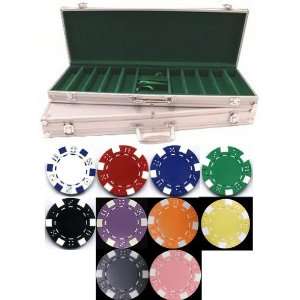  Striped Dice 11.5gm 500 Chip Poker Set with Aluminum Case 