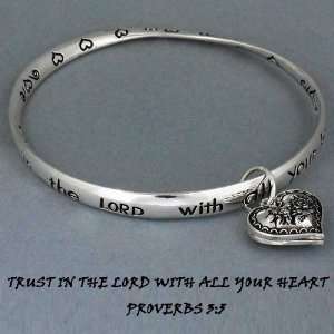    Womens Bracelet Silver Tone, Proverbs 3:5, Bible Verse: Jewelry