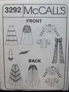 McCall 3292 Victorian Dress Costume Pattern Sz 6 8 10 Steampunk Gowns 