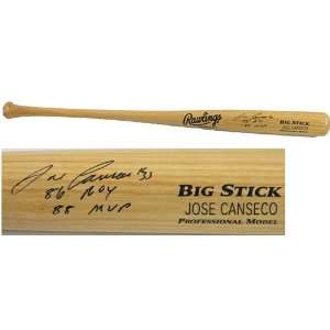 Jose Canseco Autographed/Hand Signed Blonde Big Stick Bat w/86 ROY, 88 