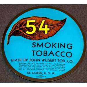  54 Smoking Tobacco Label, 1930s 