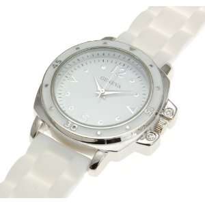    White Round Silicone Rubber Large Face Wrist Watch Jewelry