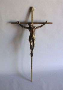 Vintage INRI Jesus Solid Wood Bronze Crucifix  