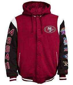 San Francisco 49ers NFL Super Bowl Jacket w/Detachable Hood S,M,L,XL 
