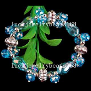 AB Sapphire Blue Crystal Drop Necklace Bracelet Earrings Set FG3898 