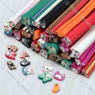 10p Mix 3D Cartoon Animal Fimo Canes Rod Stickers Fit Nails Art  