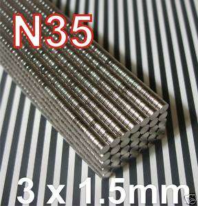 100 SUPER STRONG RARE NEODYMIUM DISC MAGNETS 3x1.5mm  