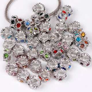 40P Lot Mix Crystal European Charm Beads   