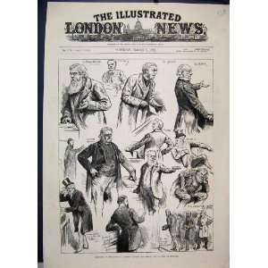  1885 House Commons Debate Vote Censure Antique Sketch 