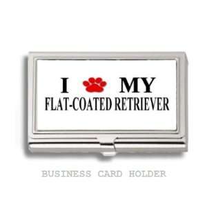  Flat Coated Retreiver Love My Dog Paw Business Card Holder 