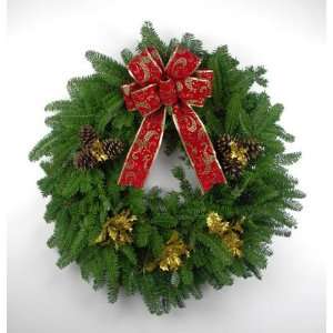  Polar Express w/ Holly Balsam Fir Fresh Wreath   24 Inch 