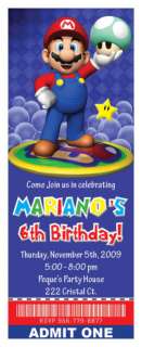 Set of 10 Super Mario Bros. Personalized Invitations  